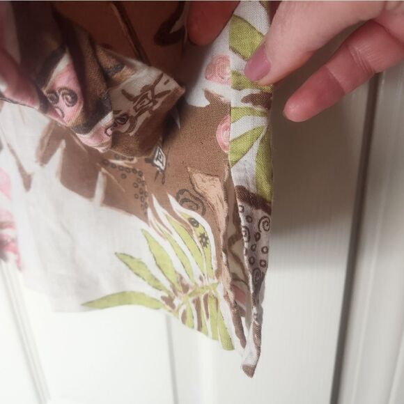 Vintage JM Collection 16 100% LINEN  Art Print RolltabSlv Women’s Blouse Shirt - Picture 7 of 11